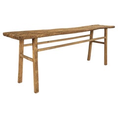 Table console rustique en orme blanchi