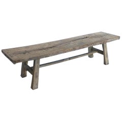 Rustic Elm Wood Bench