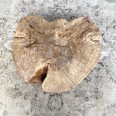 Rustic Elm Wood Stump Side Table