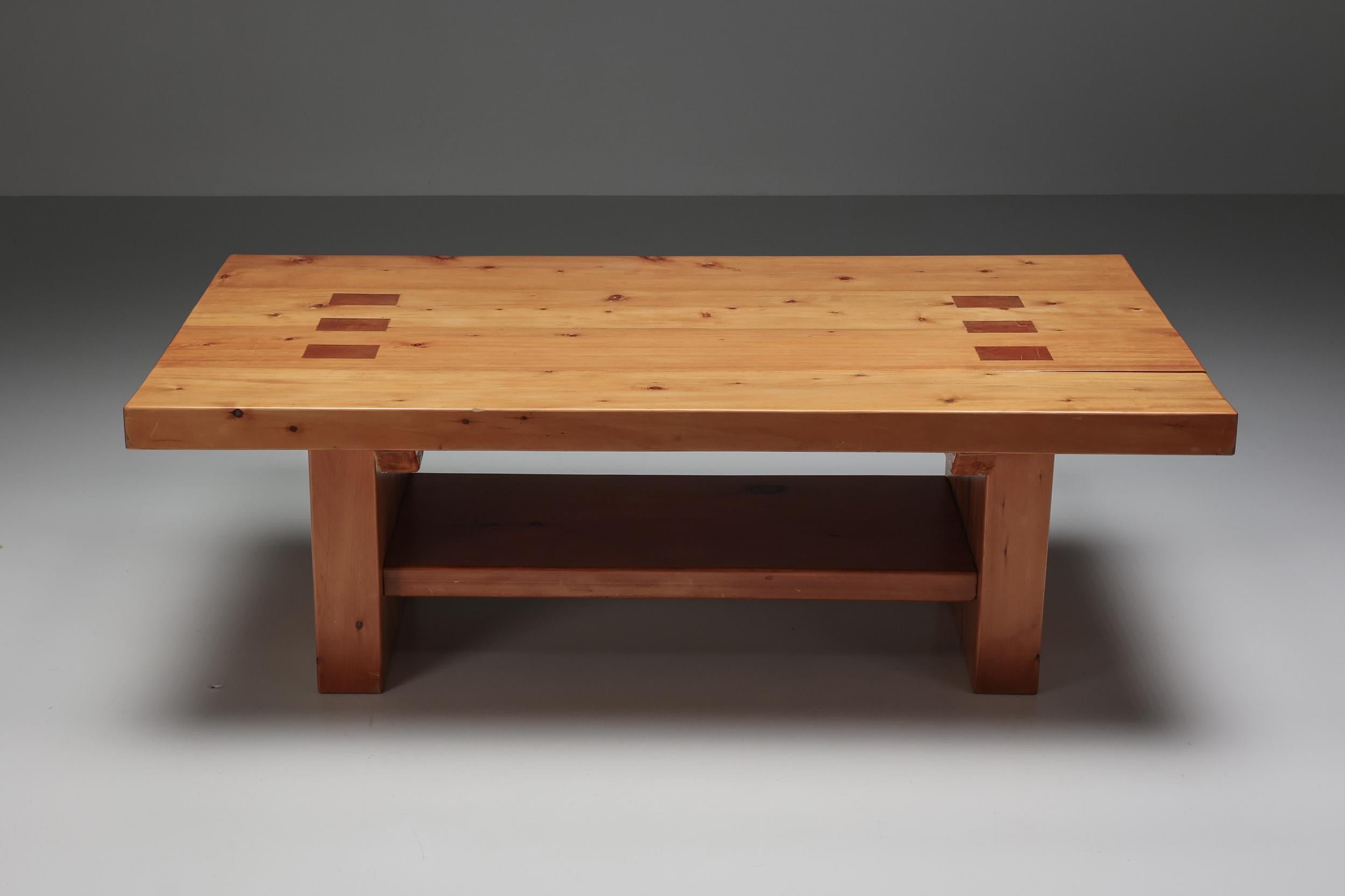 Rustic Elmwood Dining Table in the Style of Pierre Chapo, 1960s For Sale