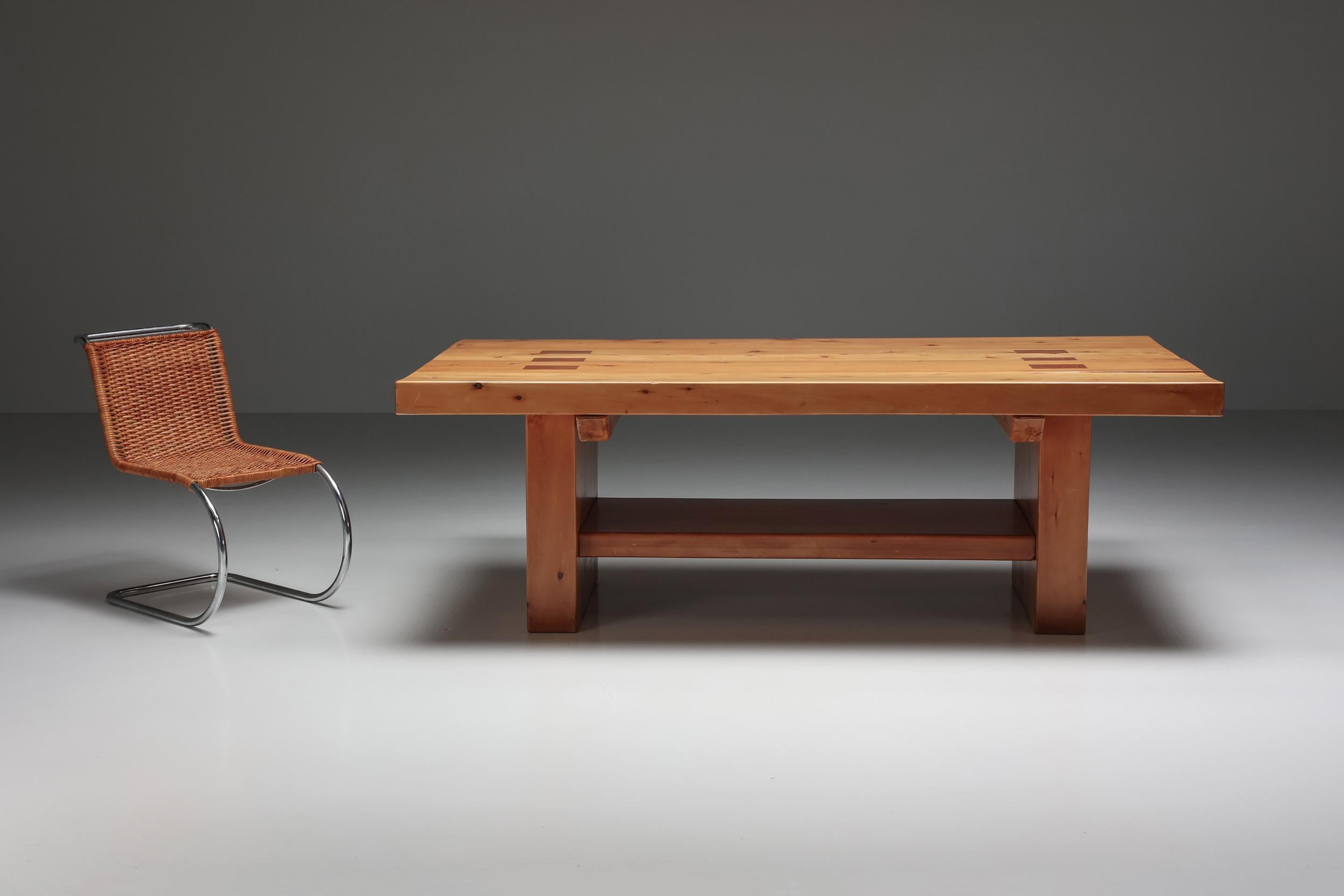 French Elmwood Dining Table in the Style of Pierre Chapo, 1960s For Sale