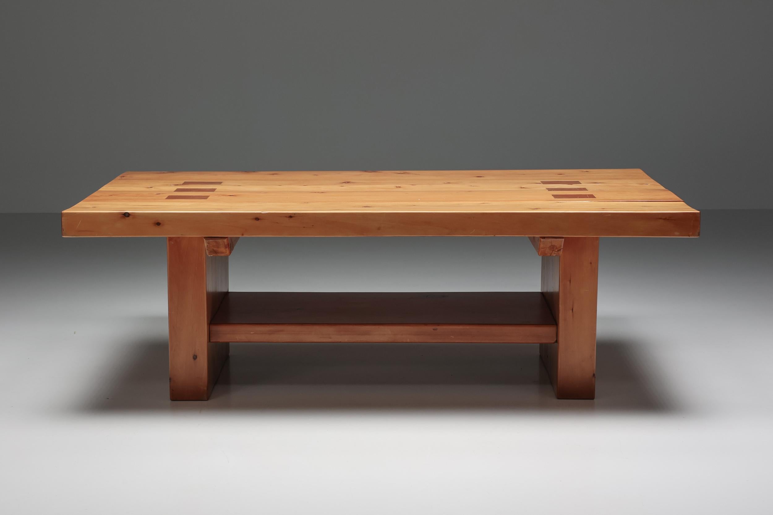 Elmwood Dining Table in the Style of Pierre Chapo, 1960s For Sale 1
