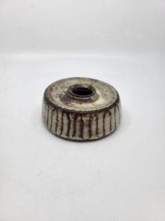 Rustic Enameled Stoneware Vase, Mid-20th Century, Ceramic Decor, 11 cm