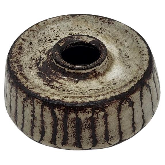 Rustic Enameled Stoneware Vase, Mid-20th Century, Ceramic Decor, 11 cm For Sale