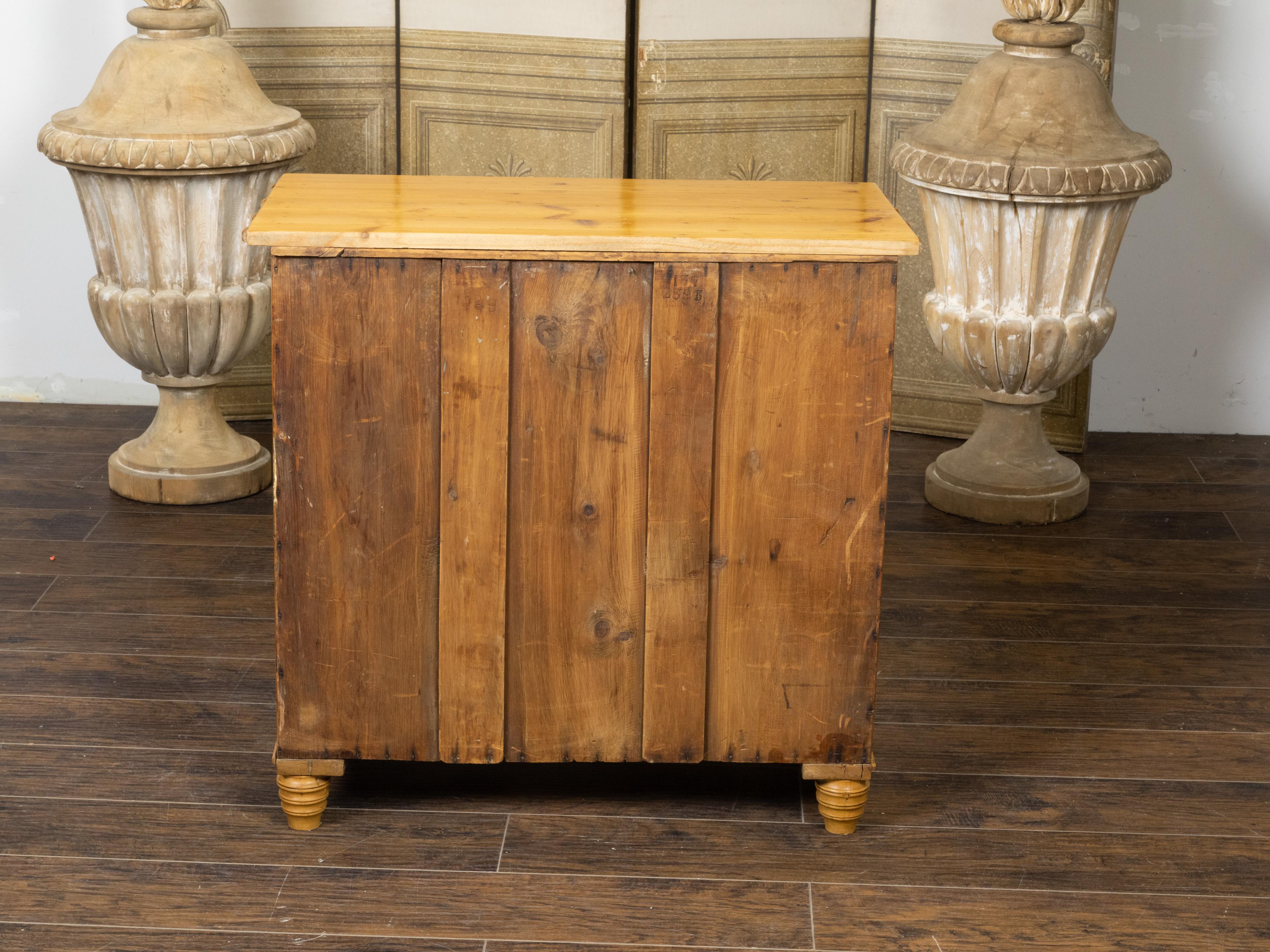 Rustic English 19th Century Pine Four-Drawer Chest with Faux Bamboo Accents 1