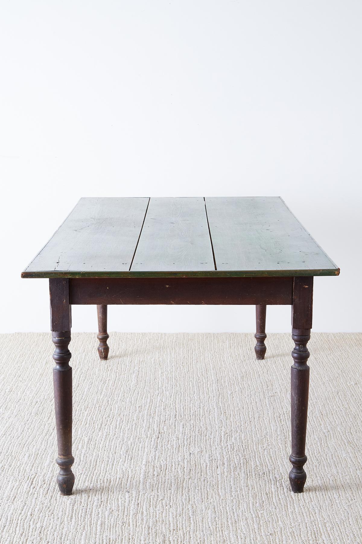 19th Century Rustic English Country Pine Farmhouse Dining Table