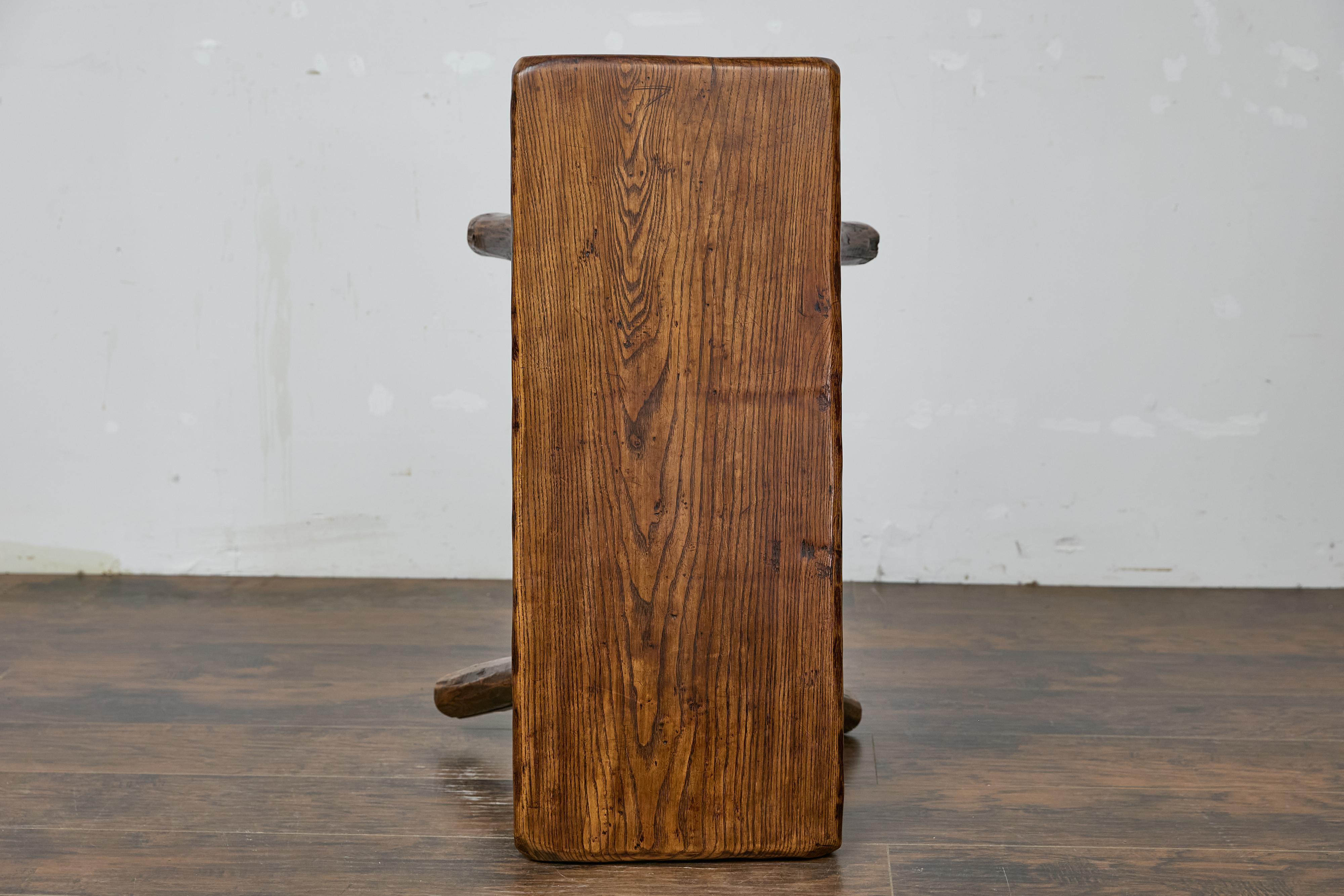 Rustic English Oak Craftsman’s Stool with A-Frame Base and Branch Inspired Legs For Sale 7