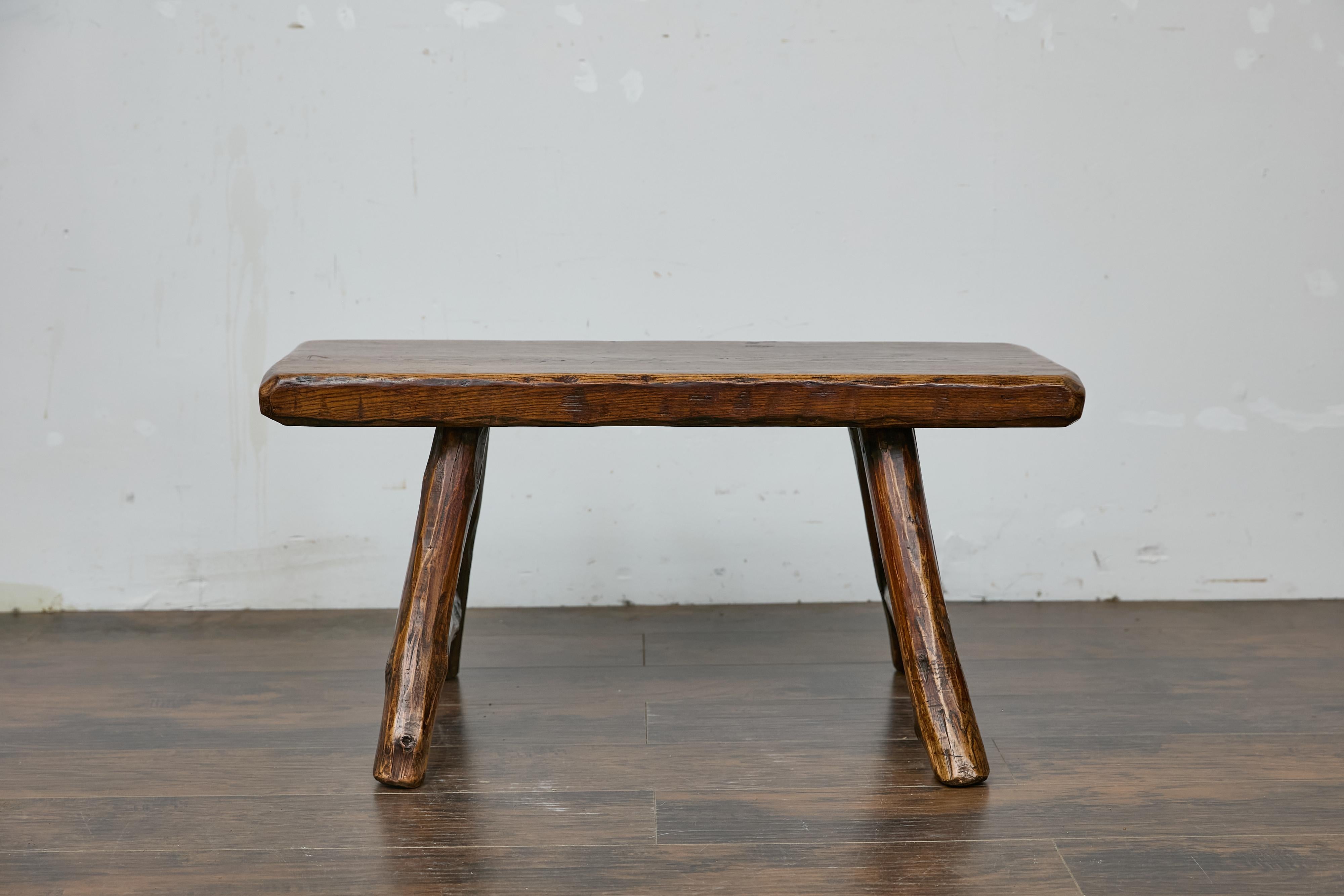 Rustic English Oak Craftsman’s Stool with A-Frame Base and Branch Inspired Legs For Sale 2