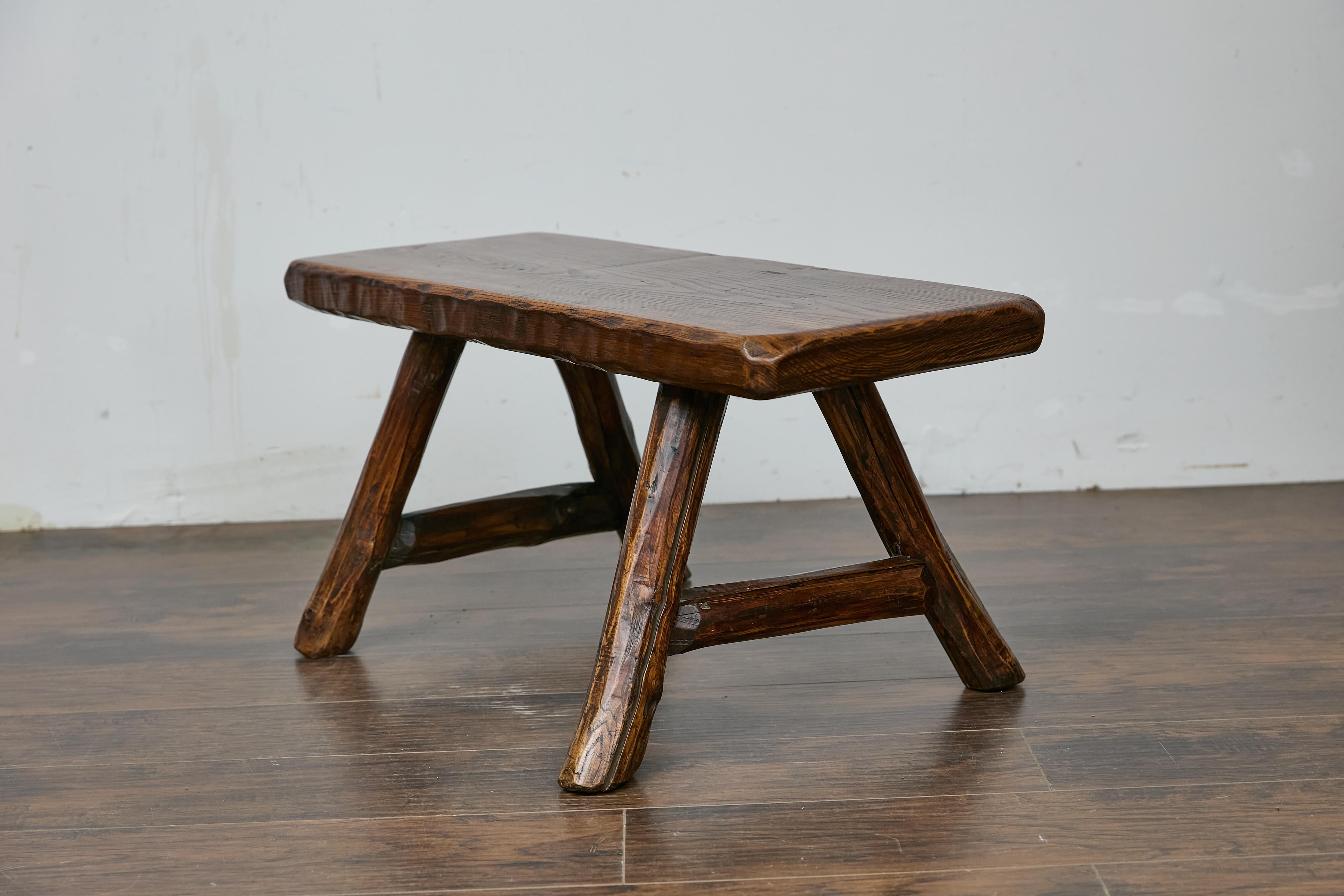 Rustic English Oak Craftsman’s Stool with A-Frame Base and Branch Inspired Legs For Sale 3
