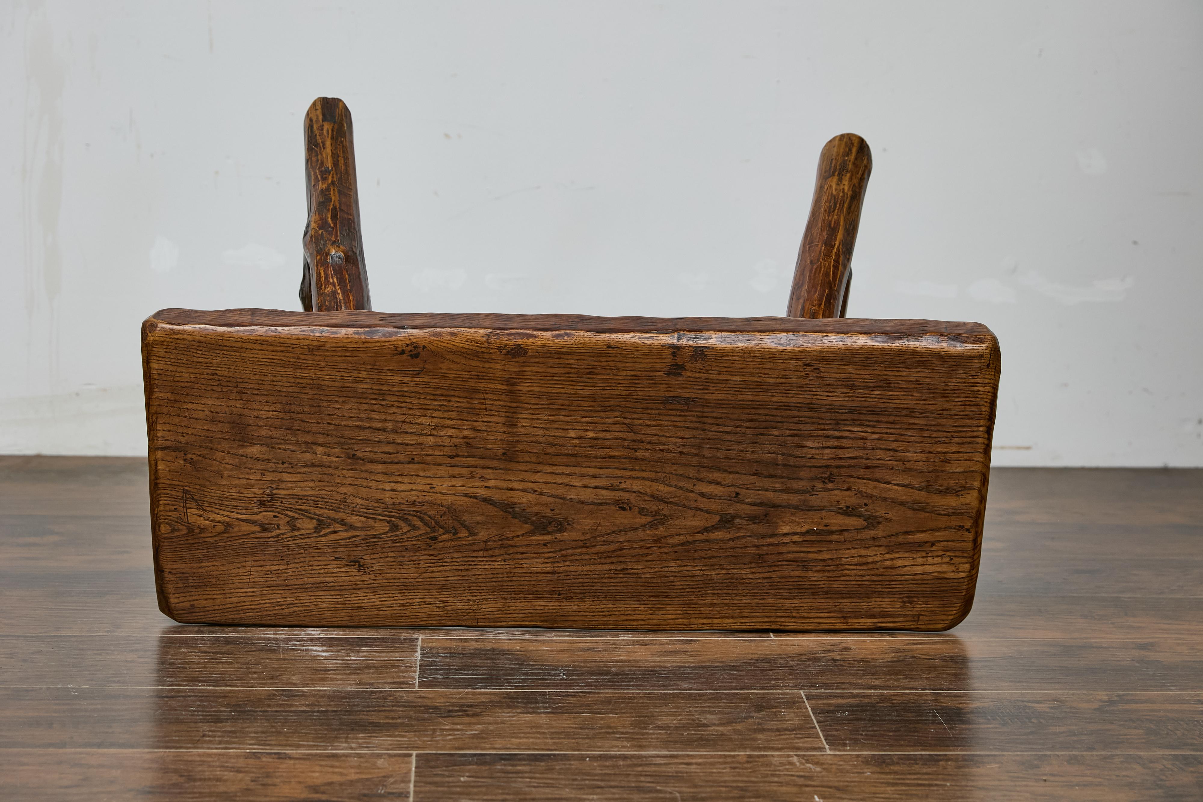 Rustic English Oak Craftsman’s Stool with A-Frame Base and Branch Inspired Legs For Sale 4