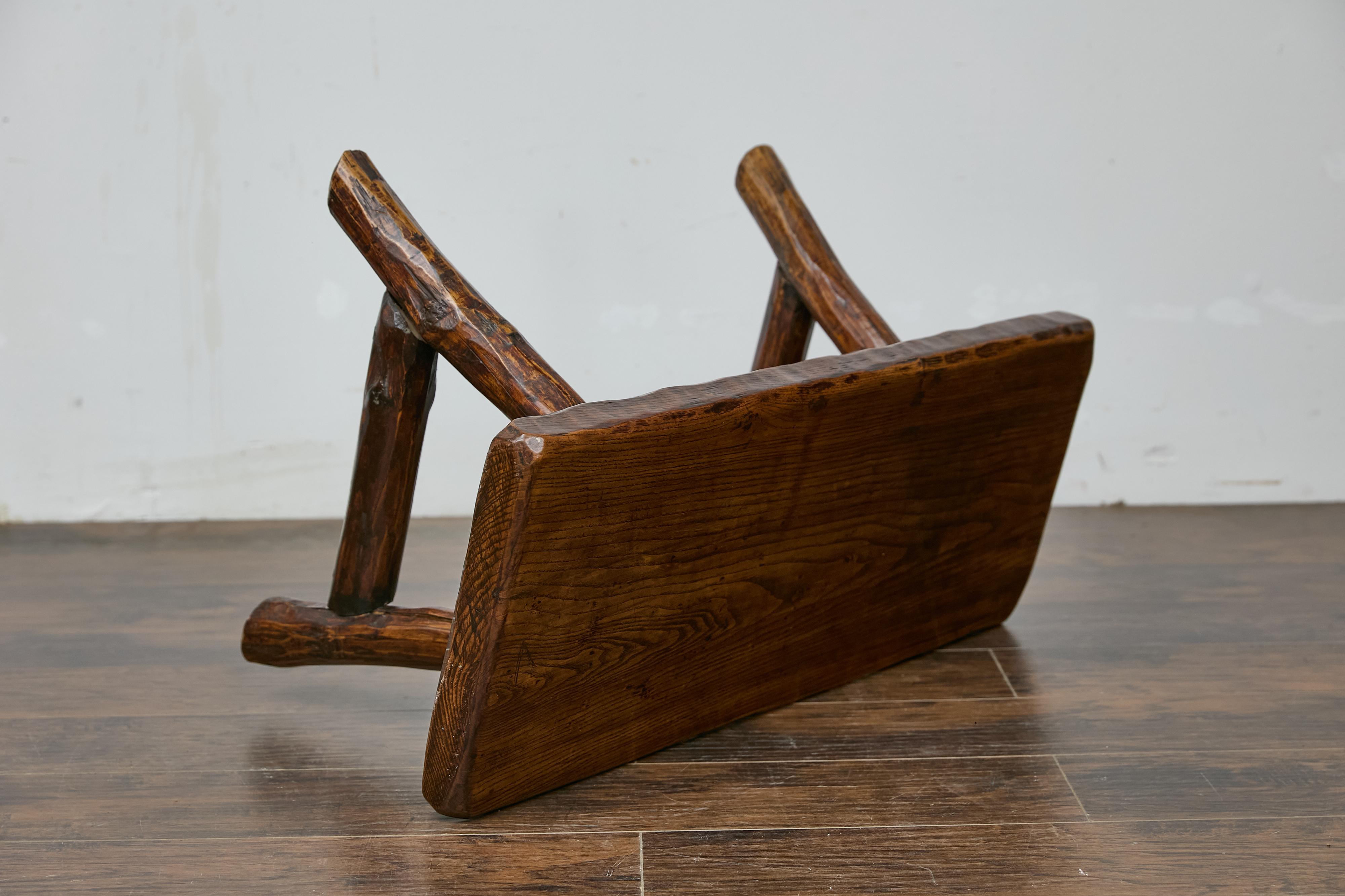 Rustic English Oak Craftsman’s Stool with A-Frame Base and Branch Inspired Legs For Sale 5