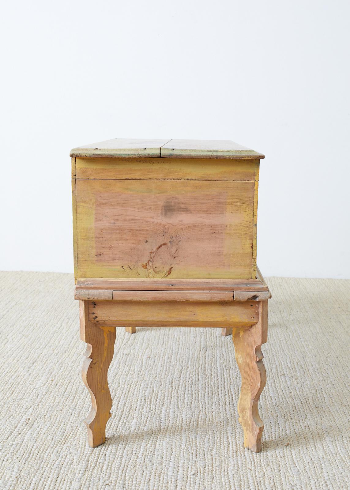 Rustic English Pine Coffer Chest on Stand 8