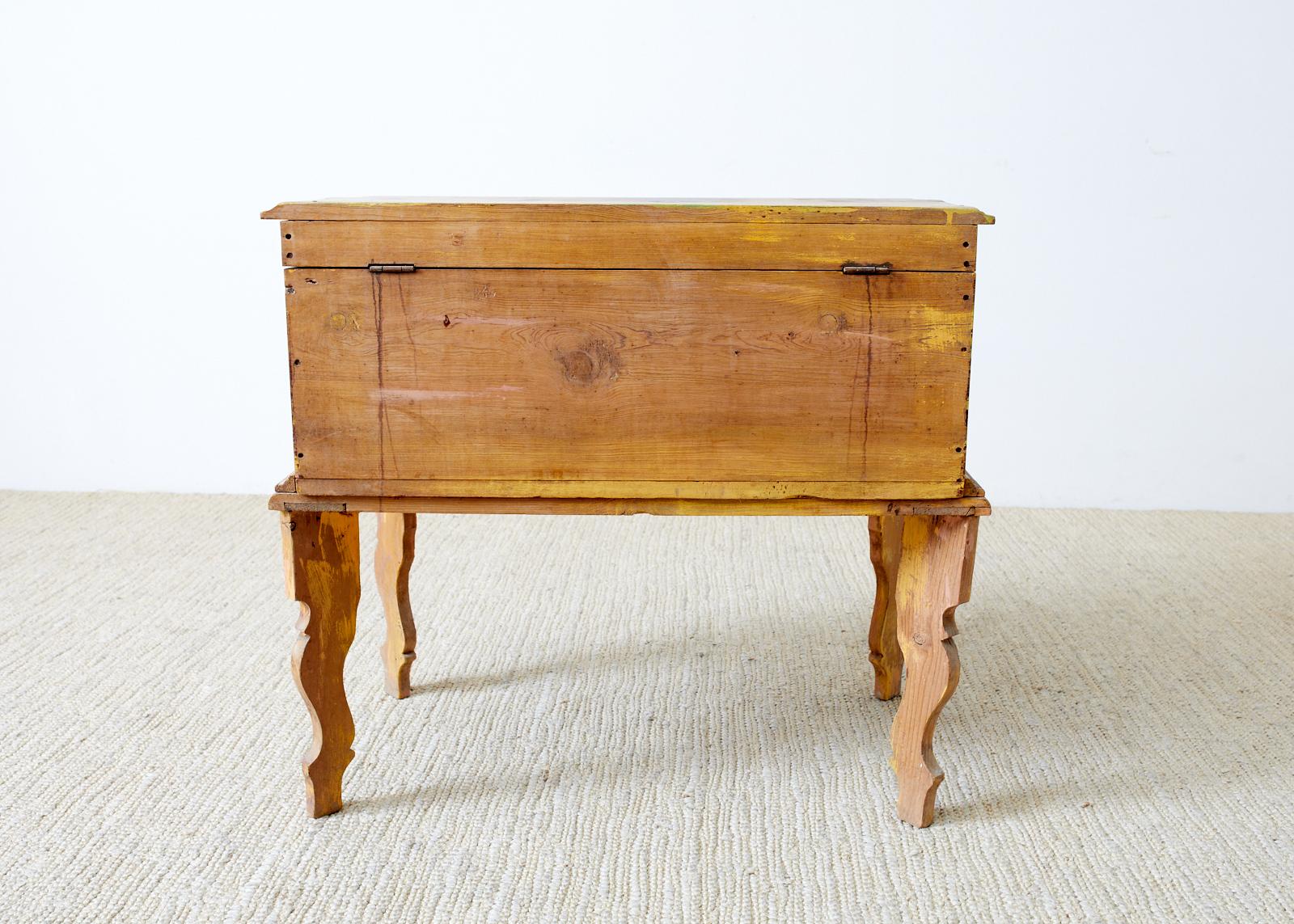 Rustic English Pine Coffer Chest on Stand 12