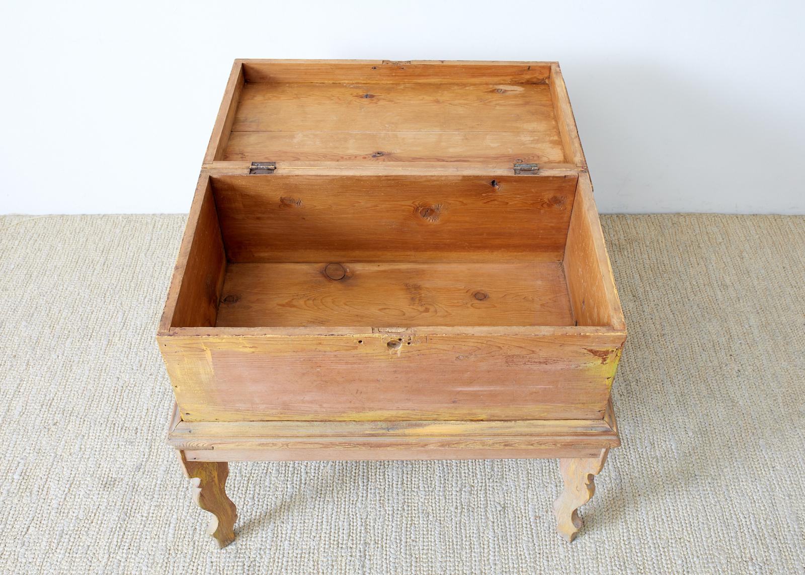 Rustic English Pine Coffer Chest on Stand 2