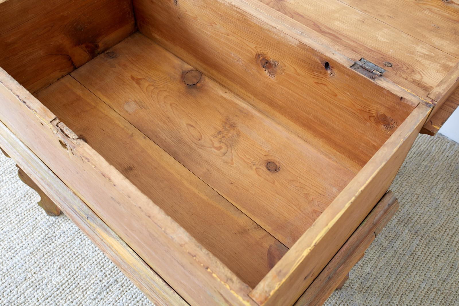 Rustic English Pine Coffer Chest on Stand 3