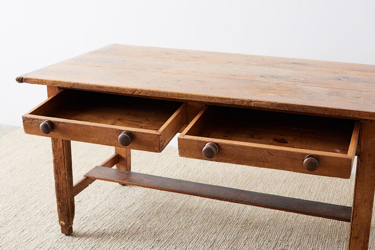 Rustic English Pine Library Table or Farm Table 4