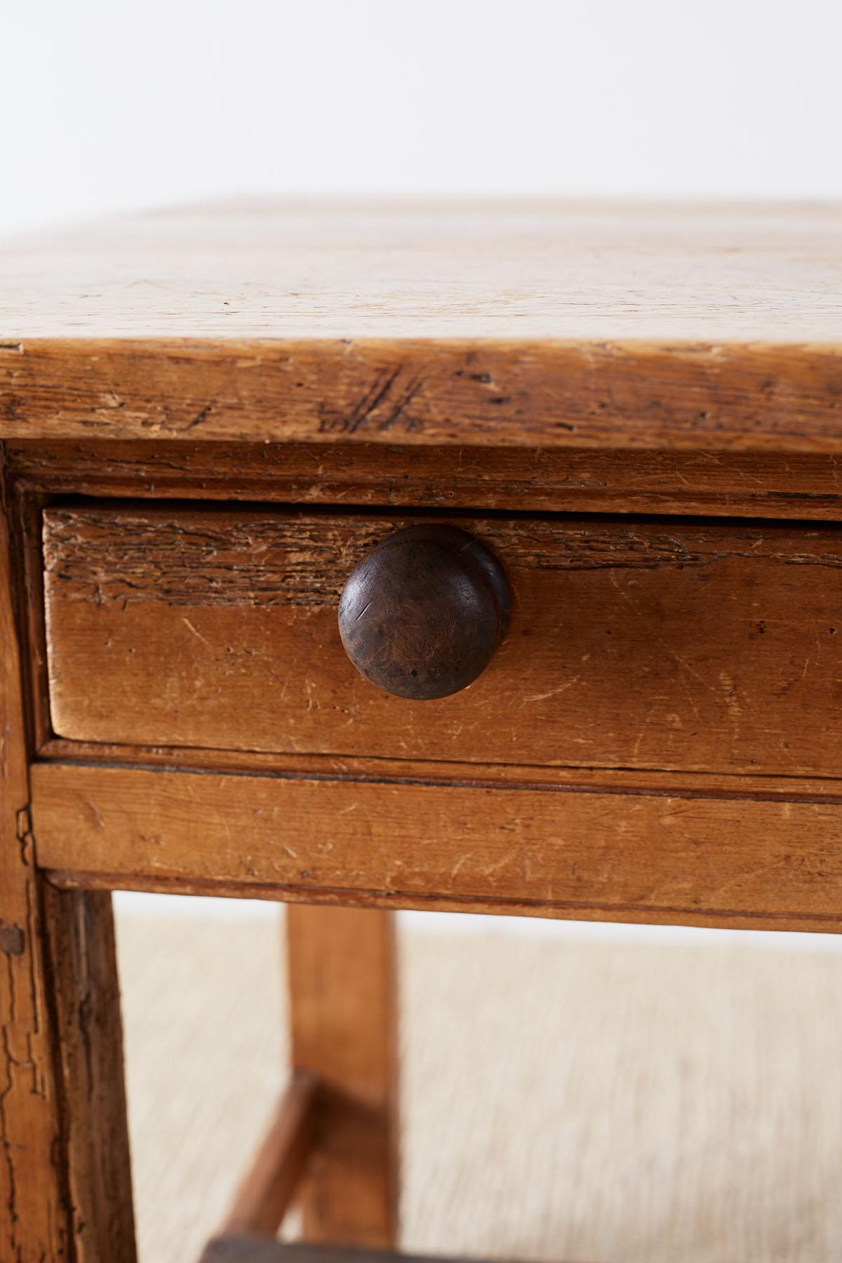 19th Century Rustic English Pine Library Table or Farm Table