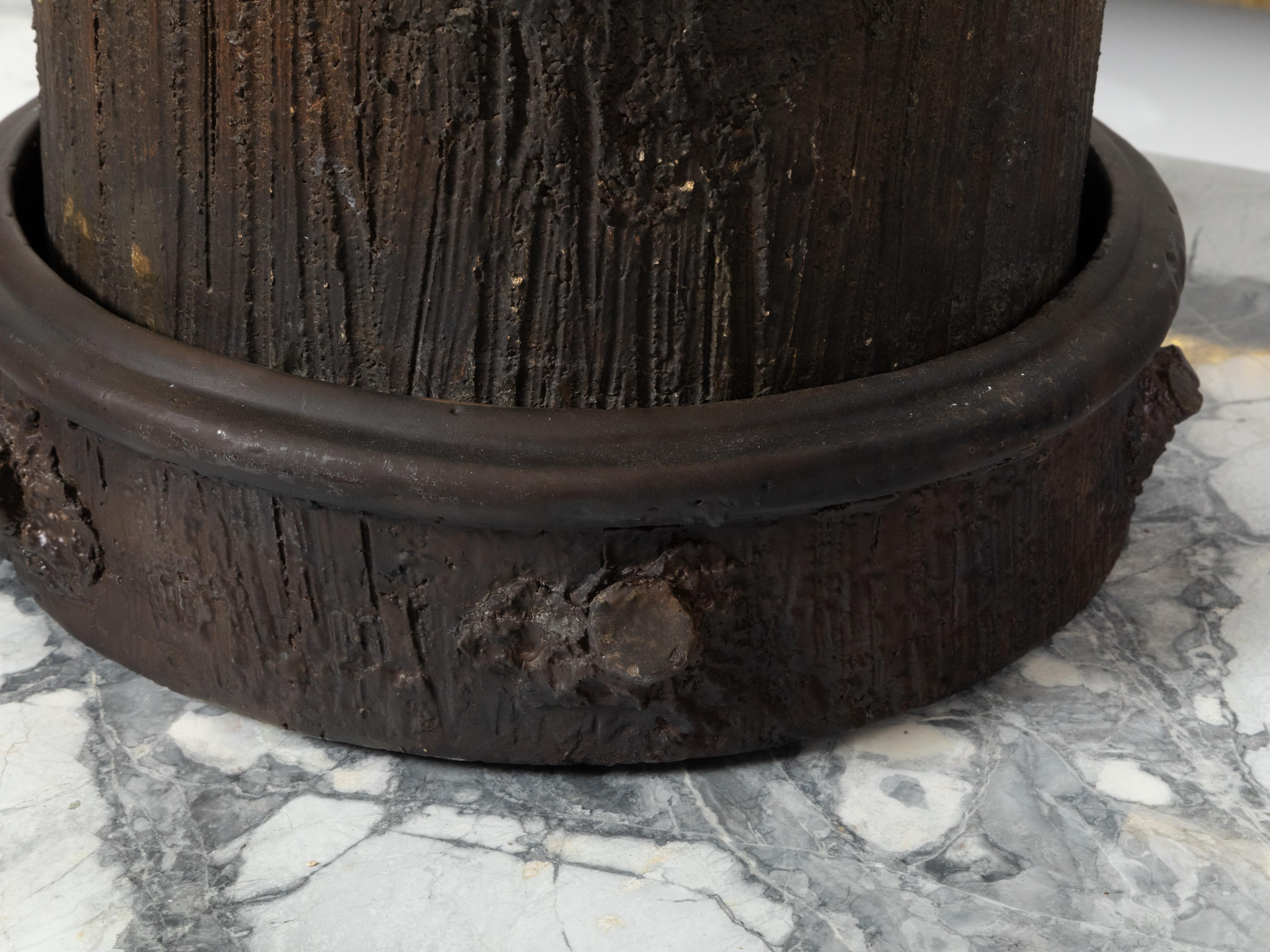 Rustic English Terracotta Faux Bois Umbrella Stand Depicting a Tree Trunk 3