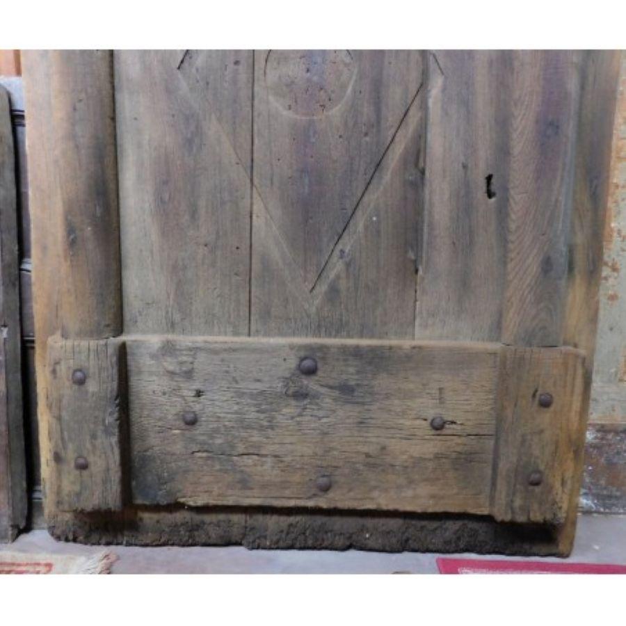 Hand-Carved Rustic Entrance main Door, Dark Brown Chestnut Hand Carved, Italy For Sale
