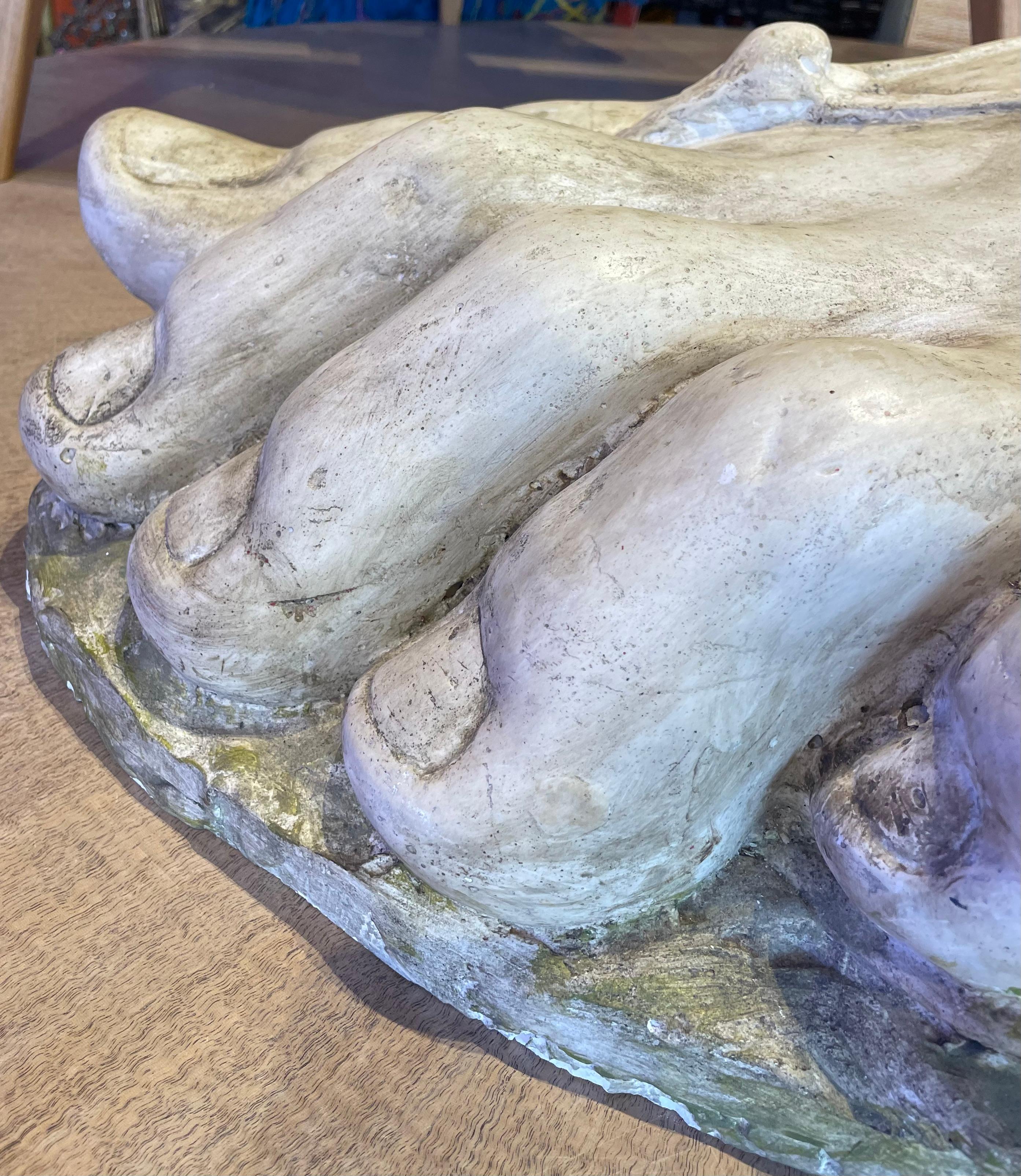 Rustic European 19th C. Academic Plaster Fragment Roman Foot Sculpture  In Good Condition For Sale In San Francisco, CA