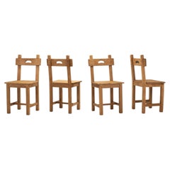 Retro Rustic European Cabinetmaker Oak Dining Chairs, Europe ca 1950s