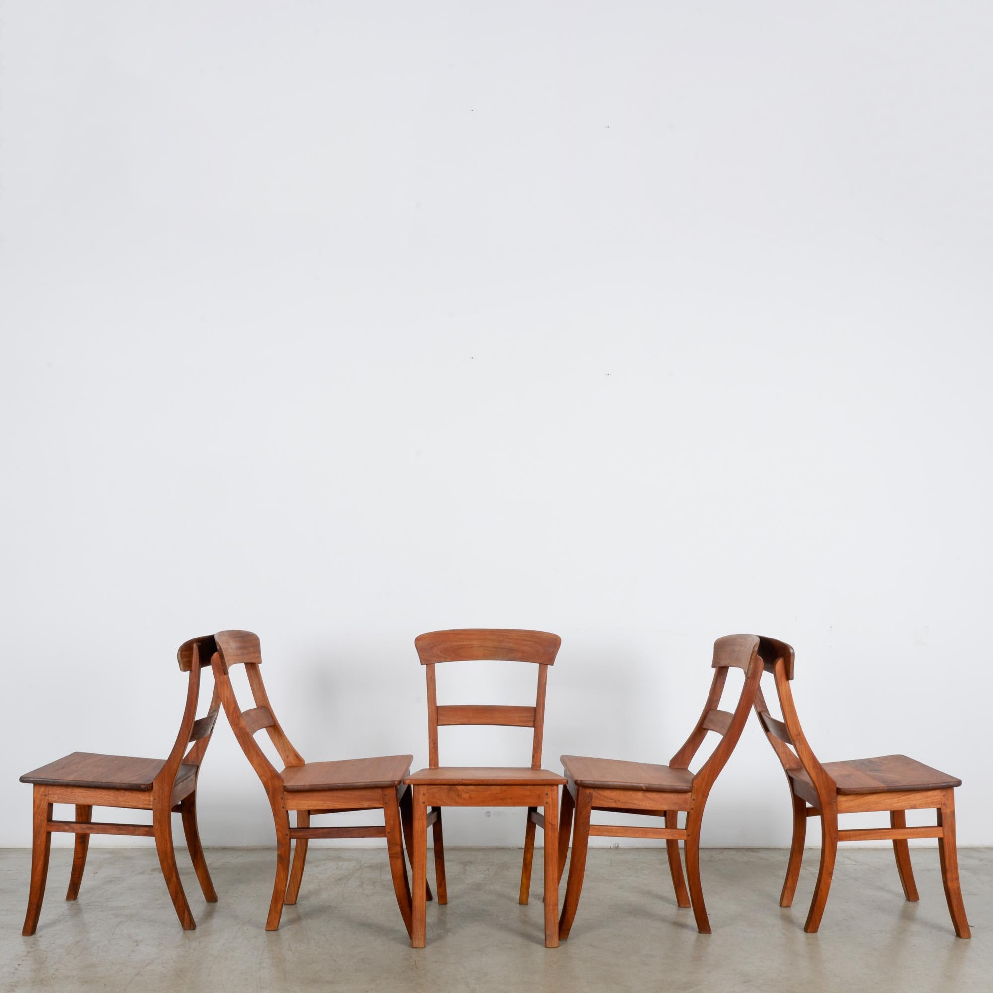 20th Century Rustic European Dining Chairs, Set of Five