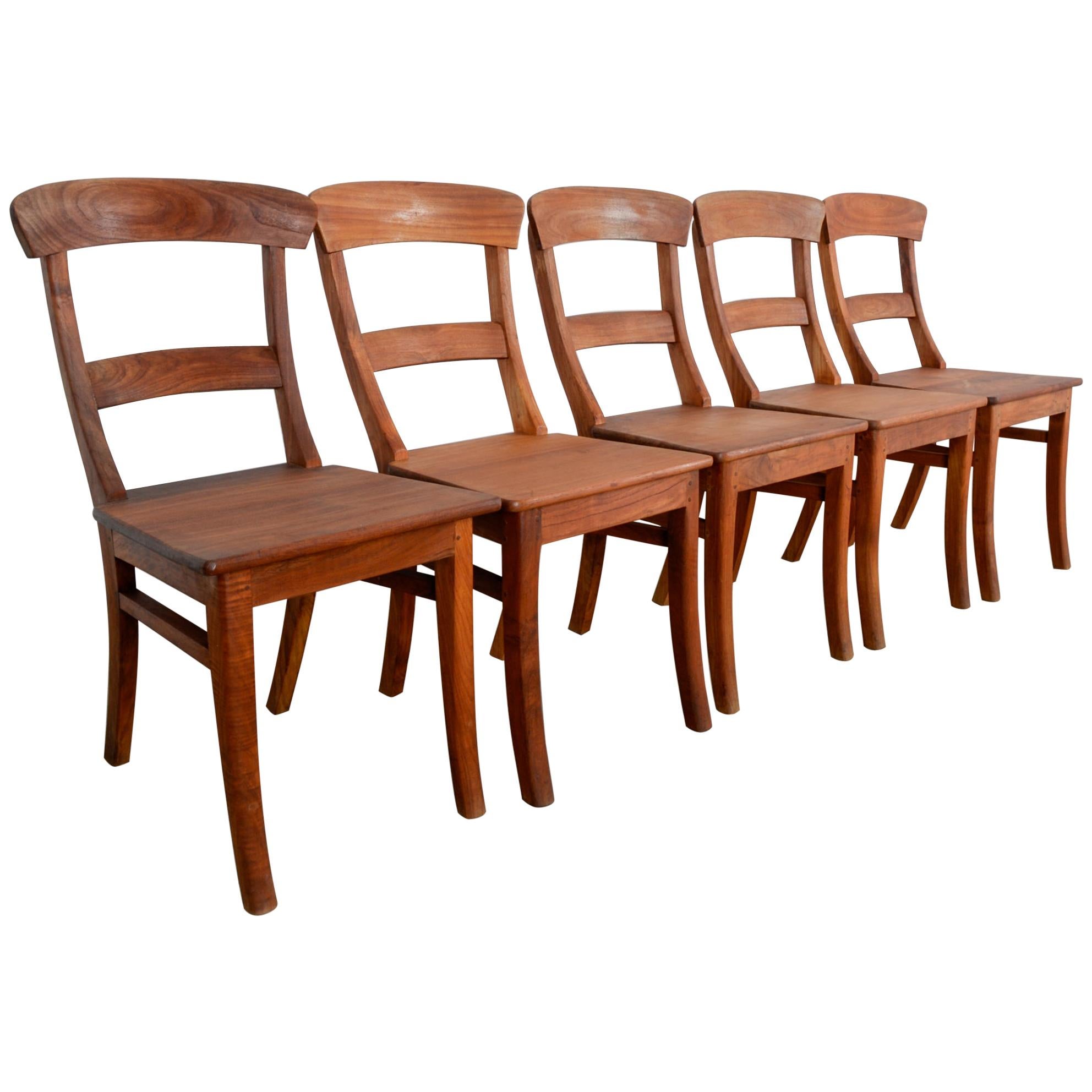 Rustic European Dining Chairs, Set of Five