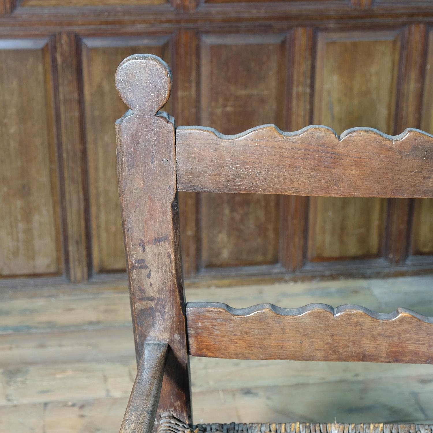 Rustic European Folk Art Chair, Vernacular and Primitive, Woven Seat 4