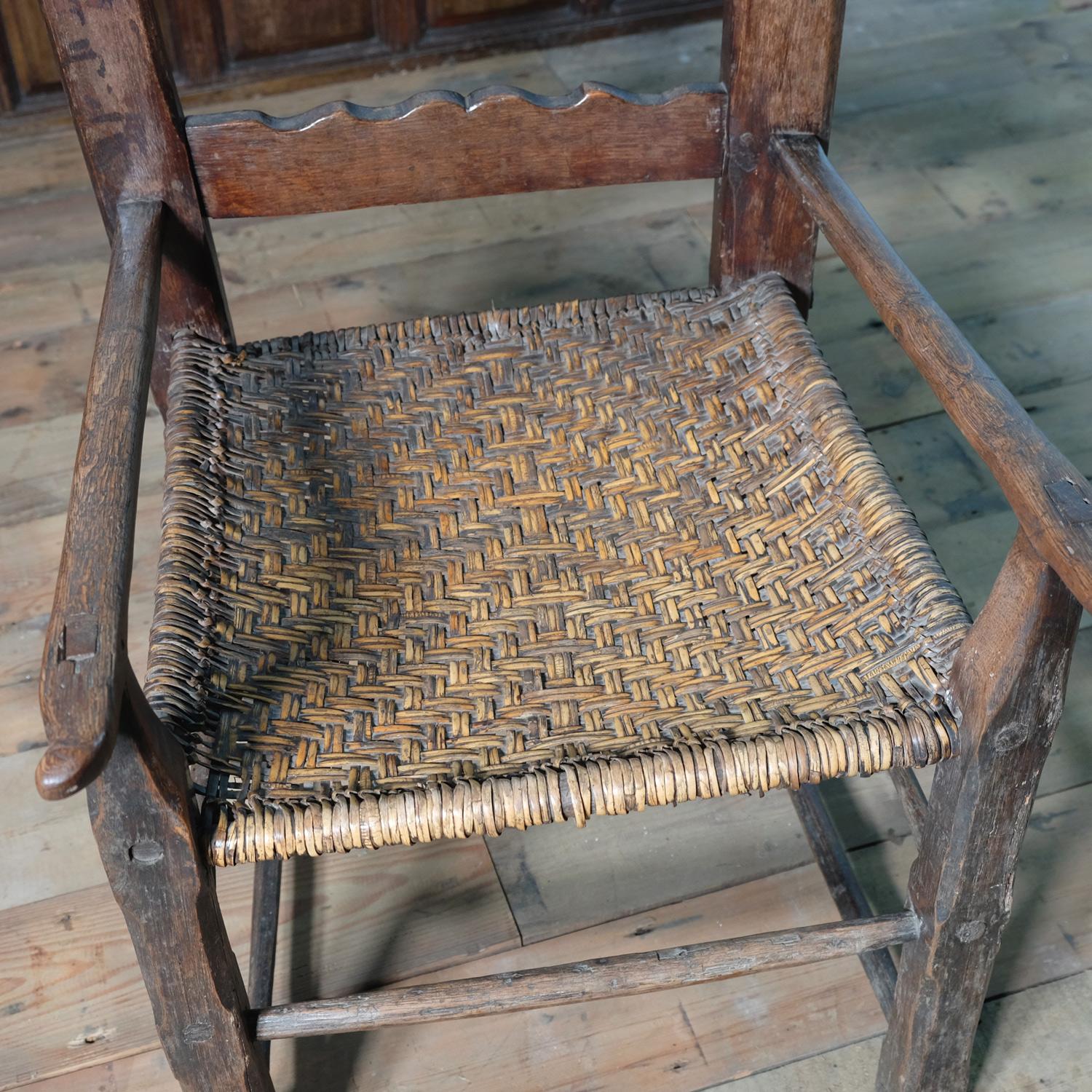 Rustic European Folk Art Chair, Vernacular and Primitive, Woven Seat 5