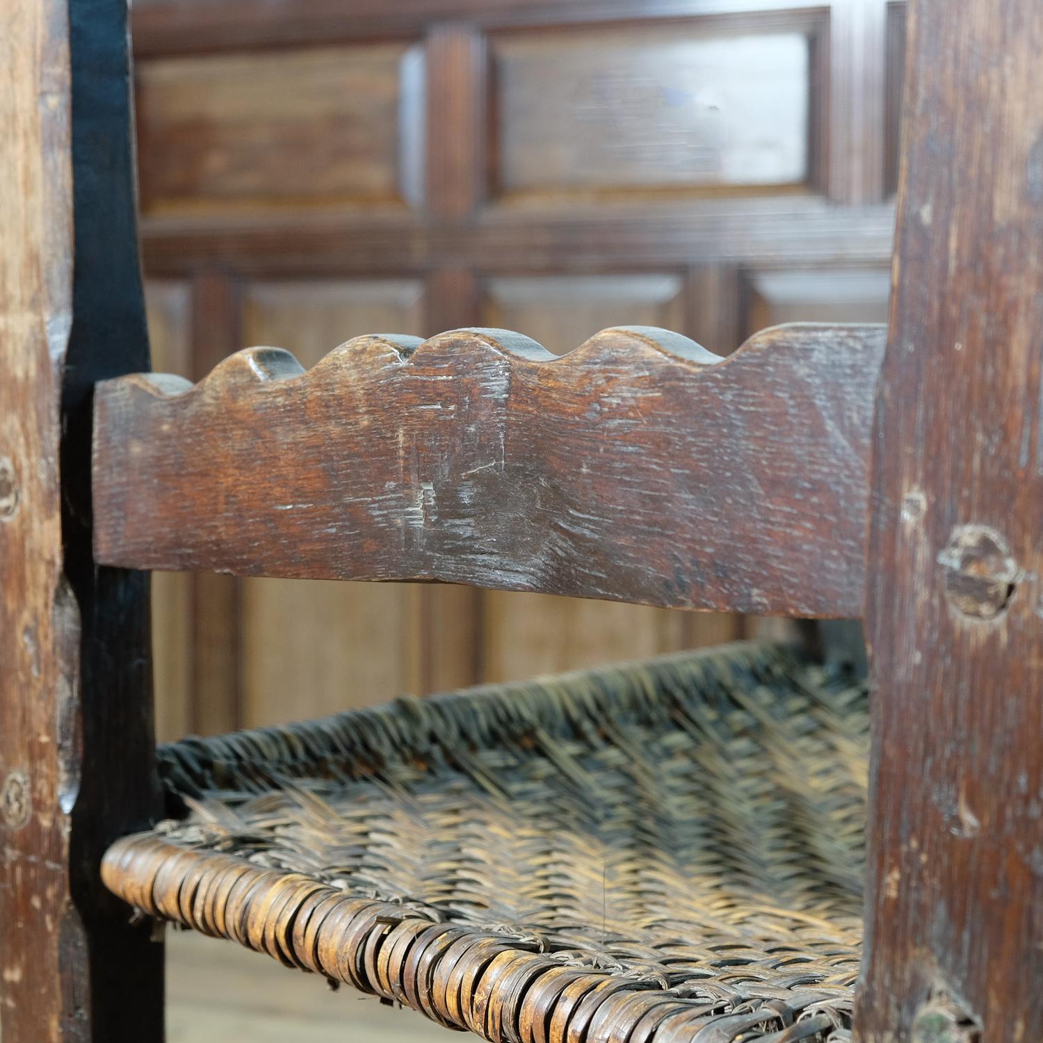 Rustic European Folk Art Chair, Vernacular and Primitive, Woven Seat 7
