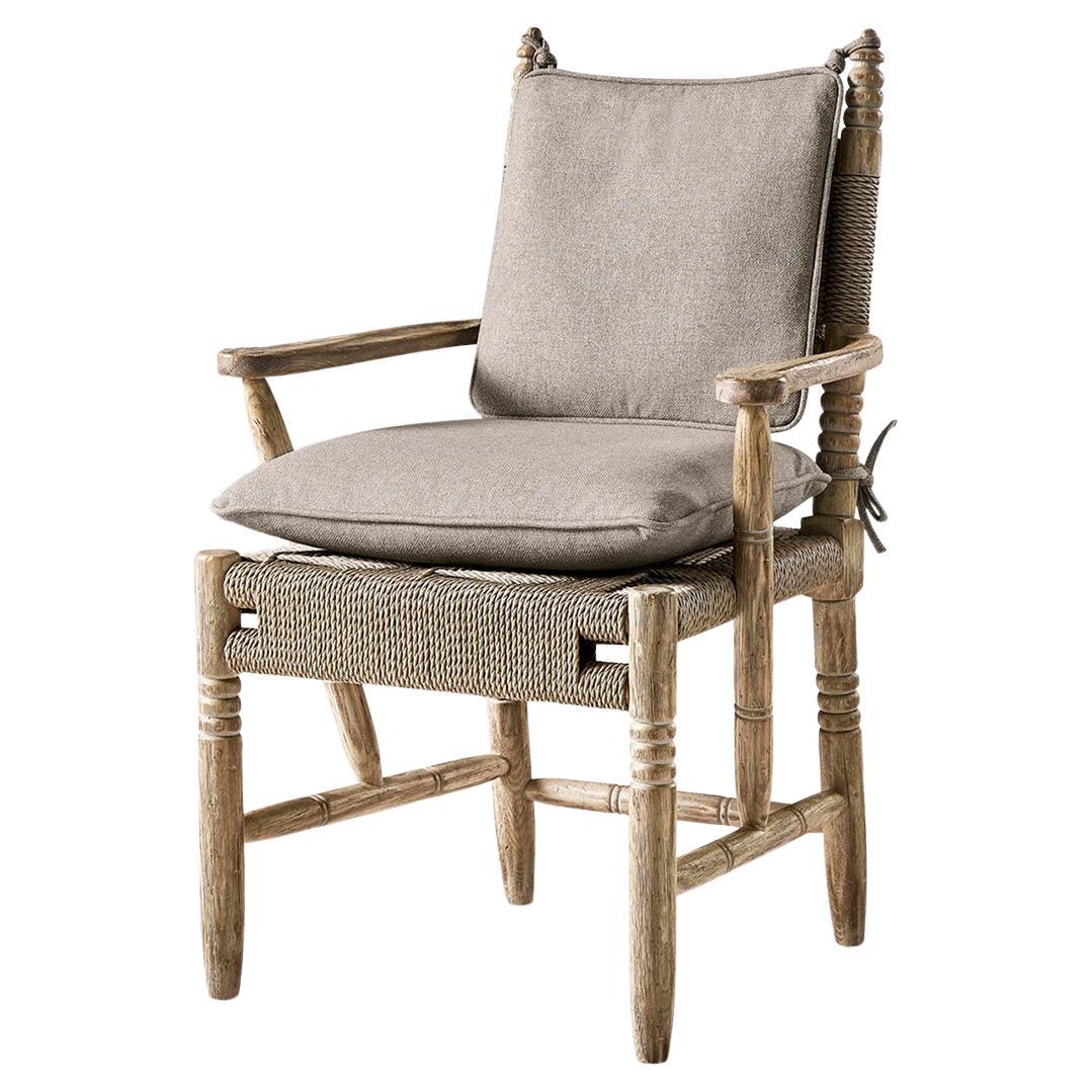 Rustic European Rush Seat Armchair