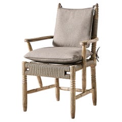 Rustic European Rush Seat Armchair