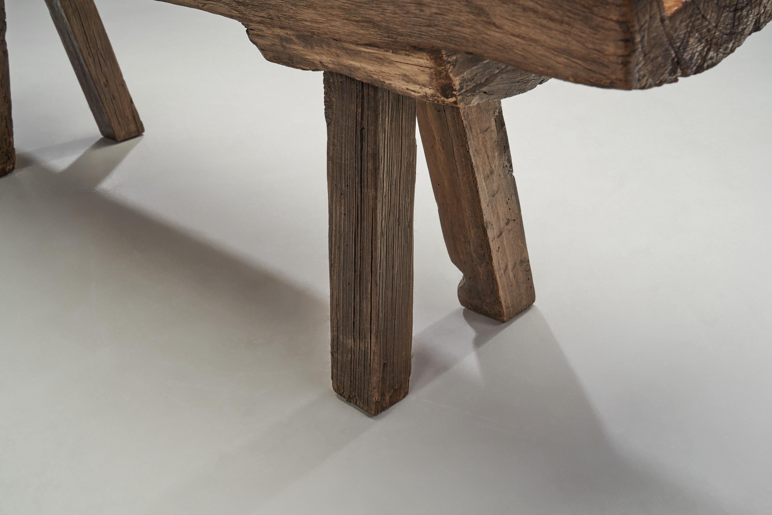 Rustic European Solid Wood Table, Europe ca 1940s For Sale 8
