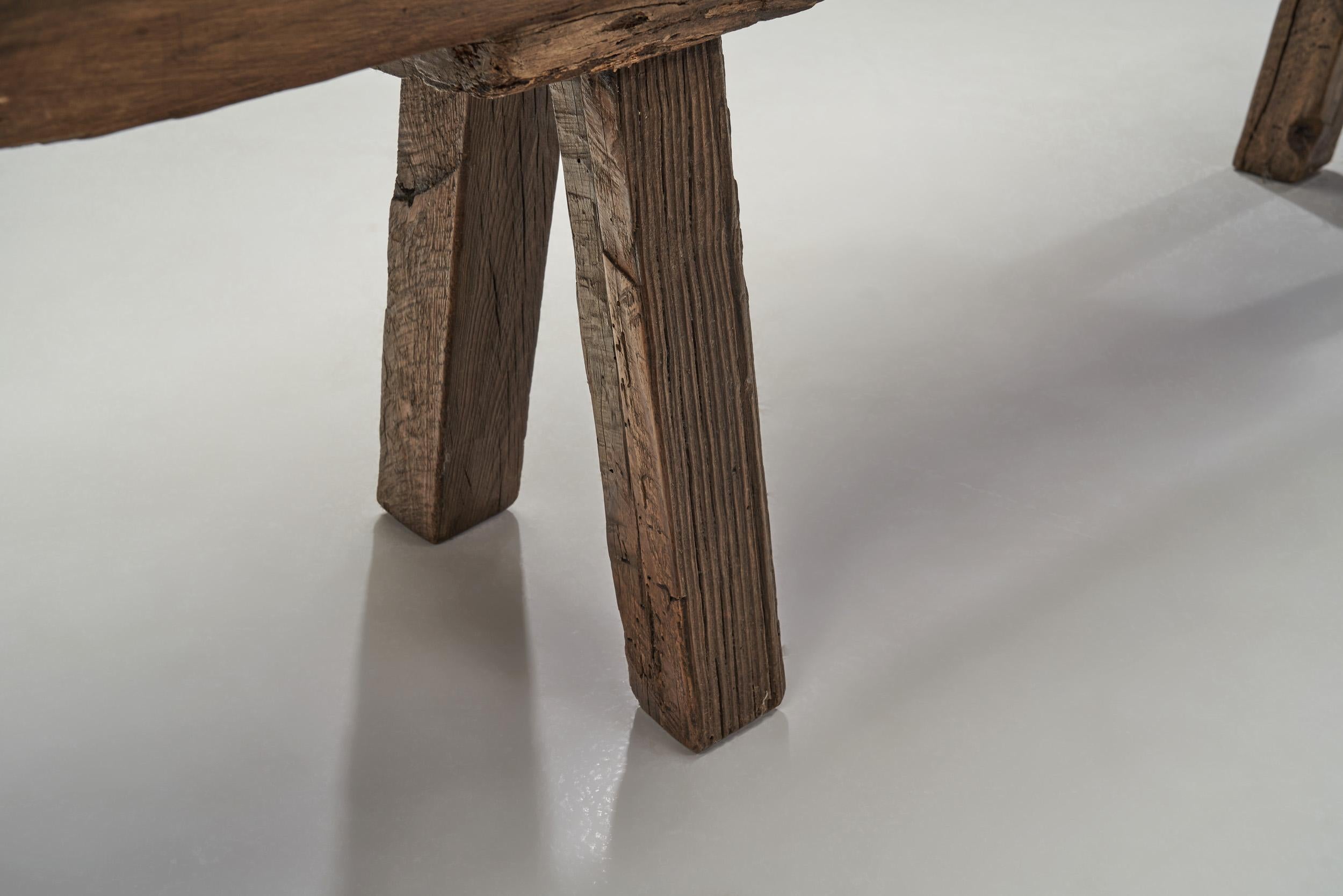 Rustic European Solid Wood Table, Europe ca 1940s For Sale 9