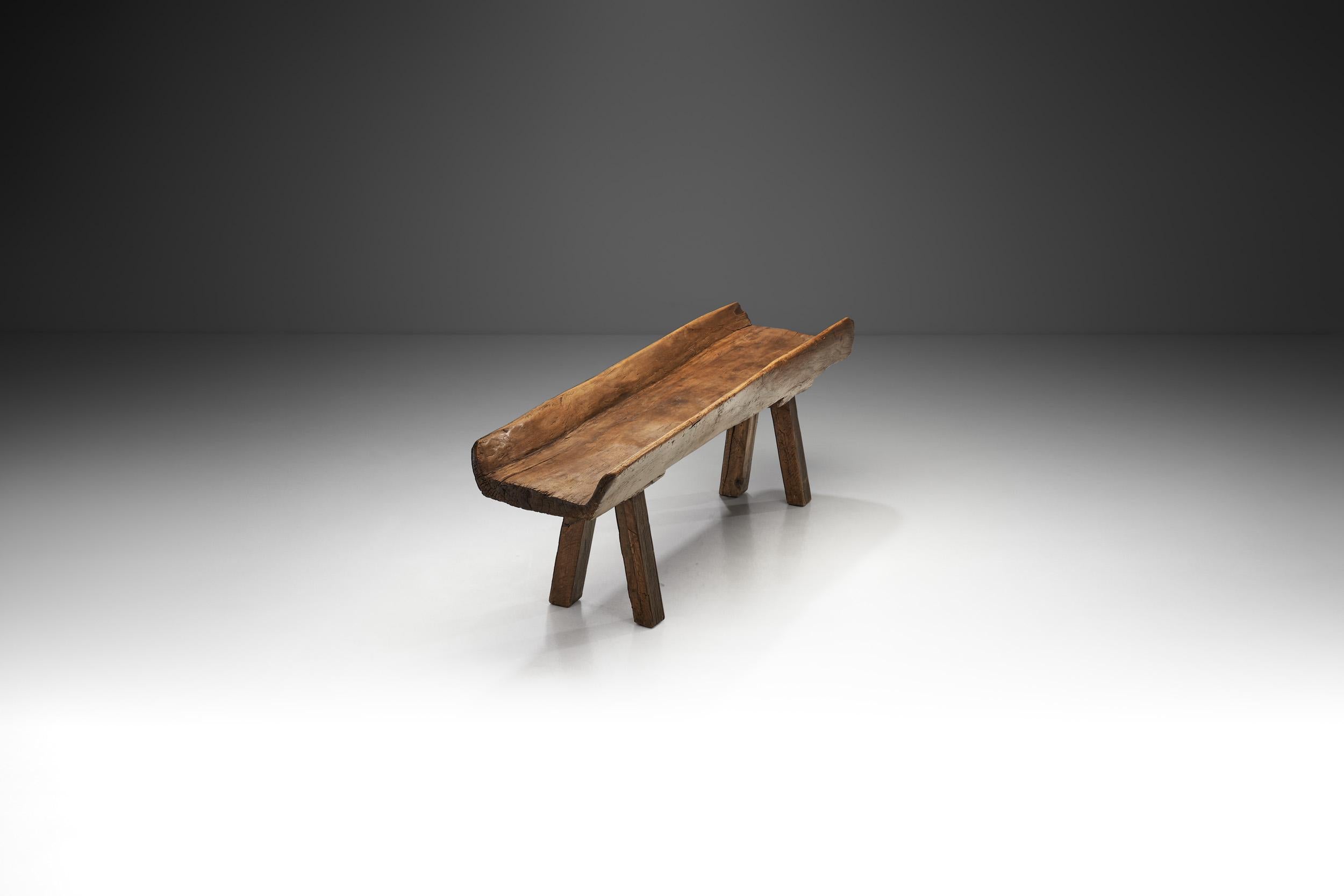20th Century Rustic European Solid Wood Table, Europe ca 1940s For Sale