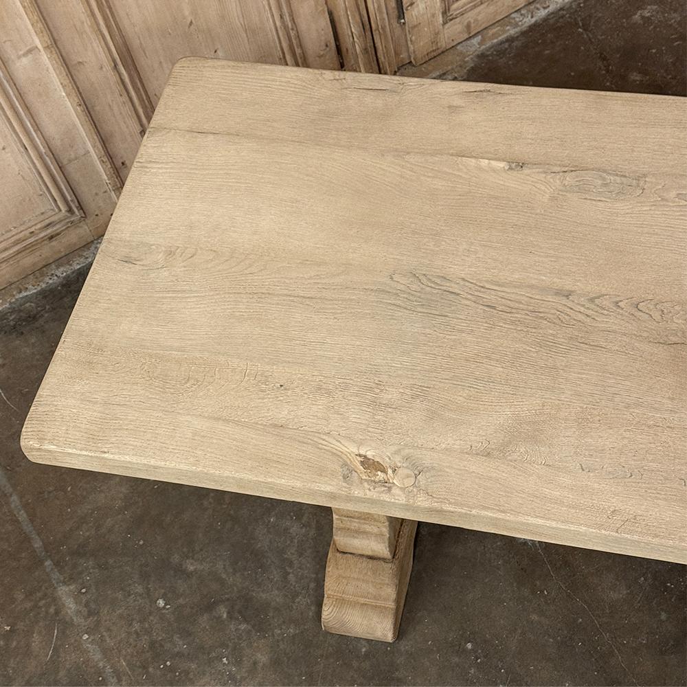 Rustic European Stripped Oak Trestle Dining Table For Sale 9