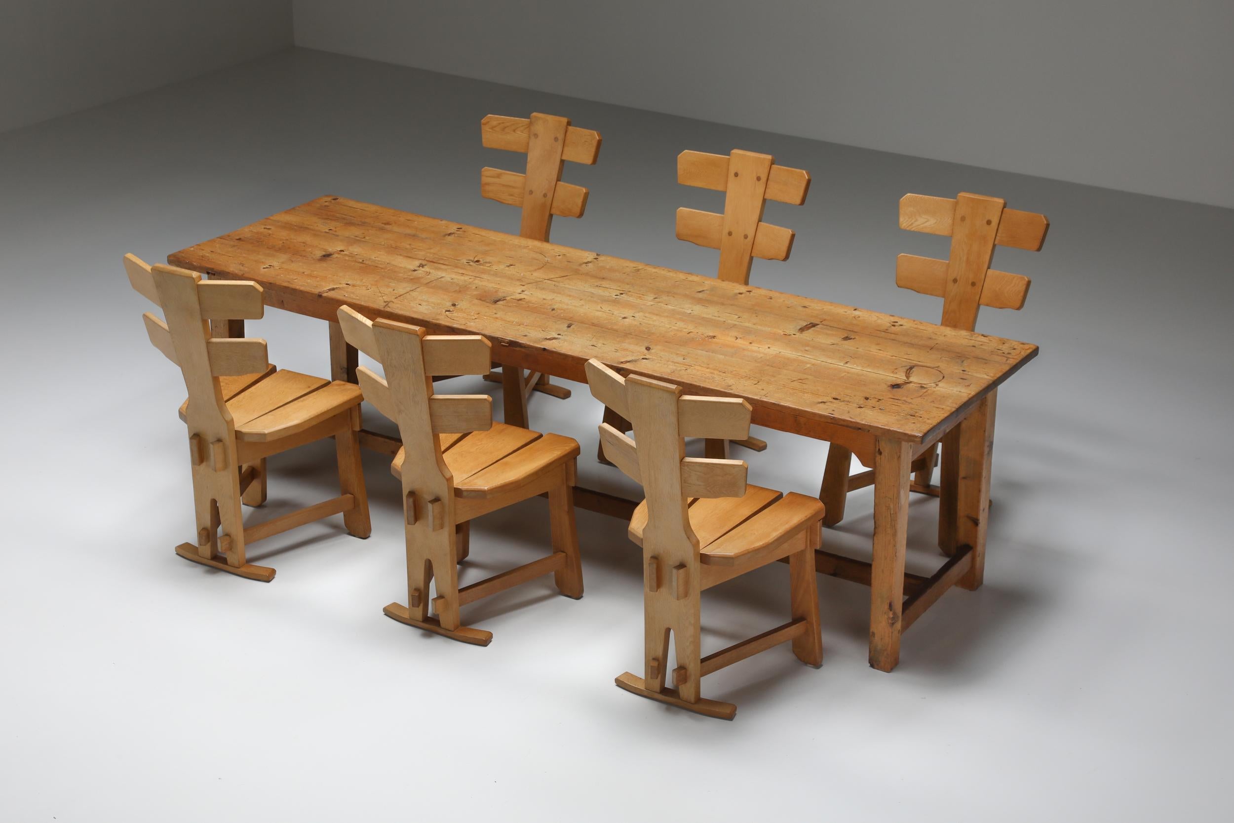 Rustic extra large dining table, farm table, Mid-Century Modern, the 1950s, Italy

This rustic extra large dining table reminds us of a classic farm table with a more contemporary twist. The Italian craftsman that has created this table has