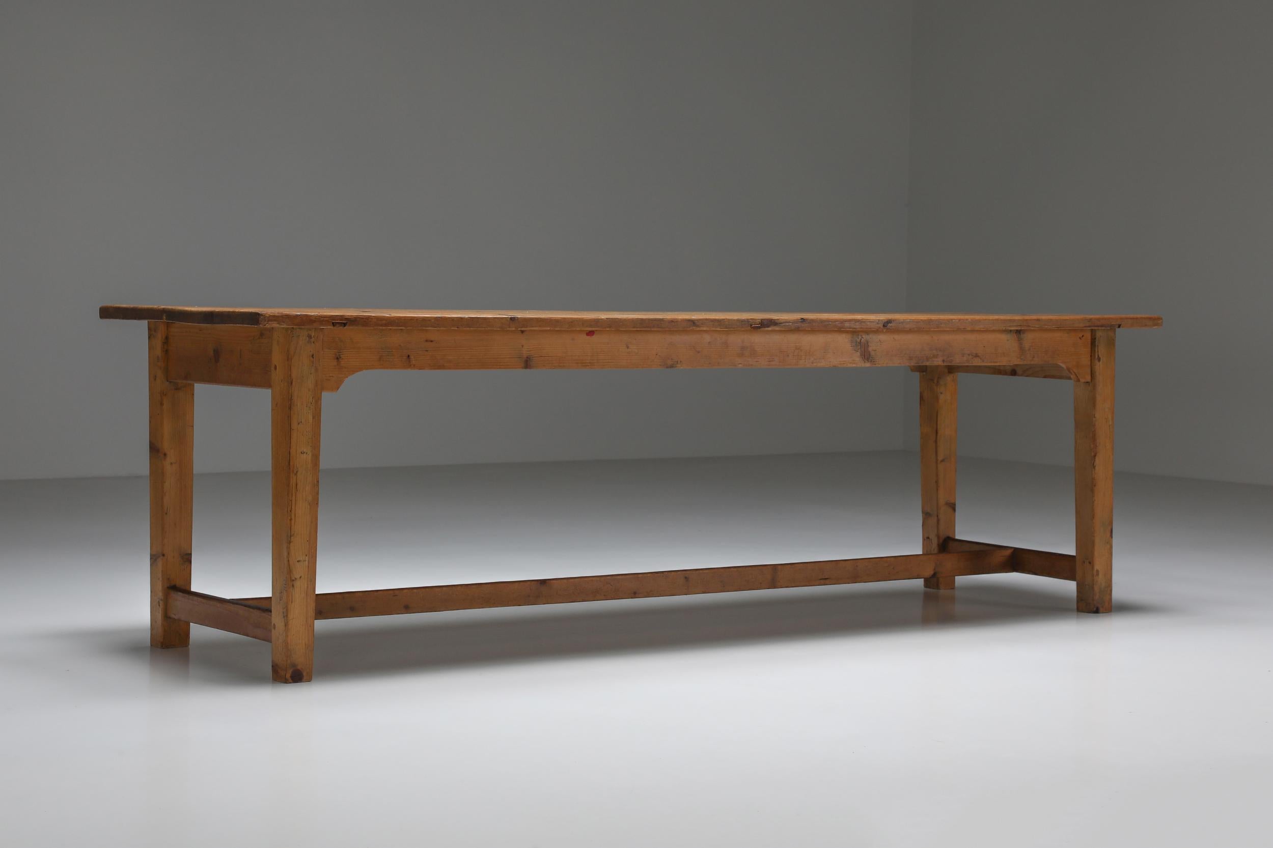 Mid-20th Century Rustic Extra Large Dining Table, Farm Table, Mid-Century Modern, Italy, 1950's