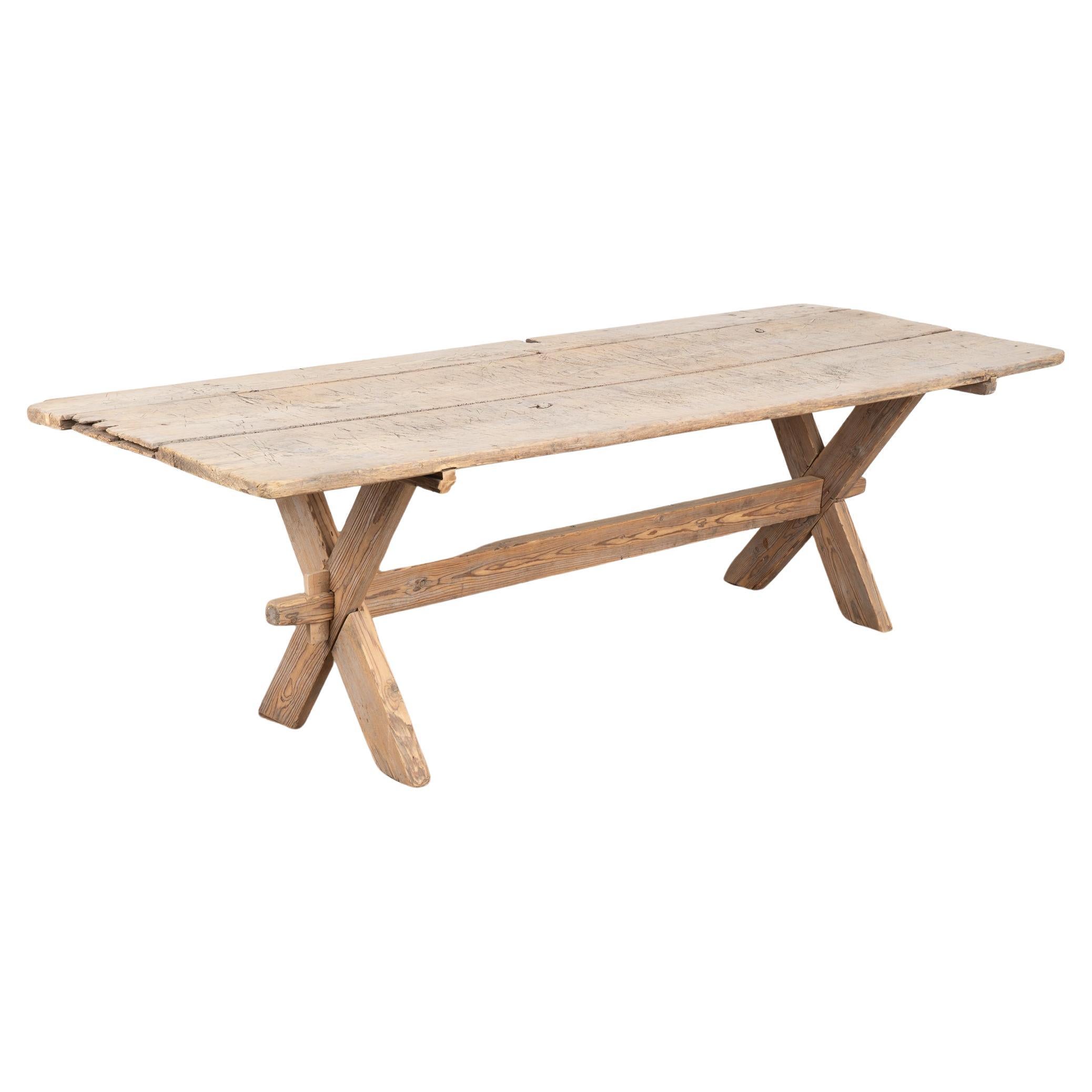  Rustic Farm Dining or Kitchen Table, Sweden circa 1800's For Sale