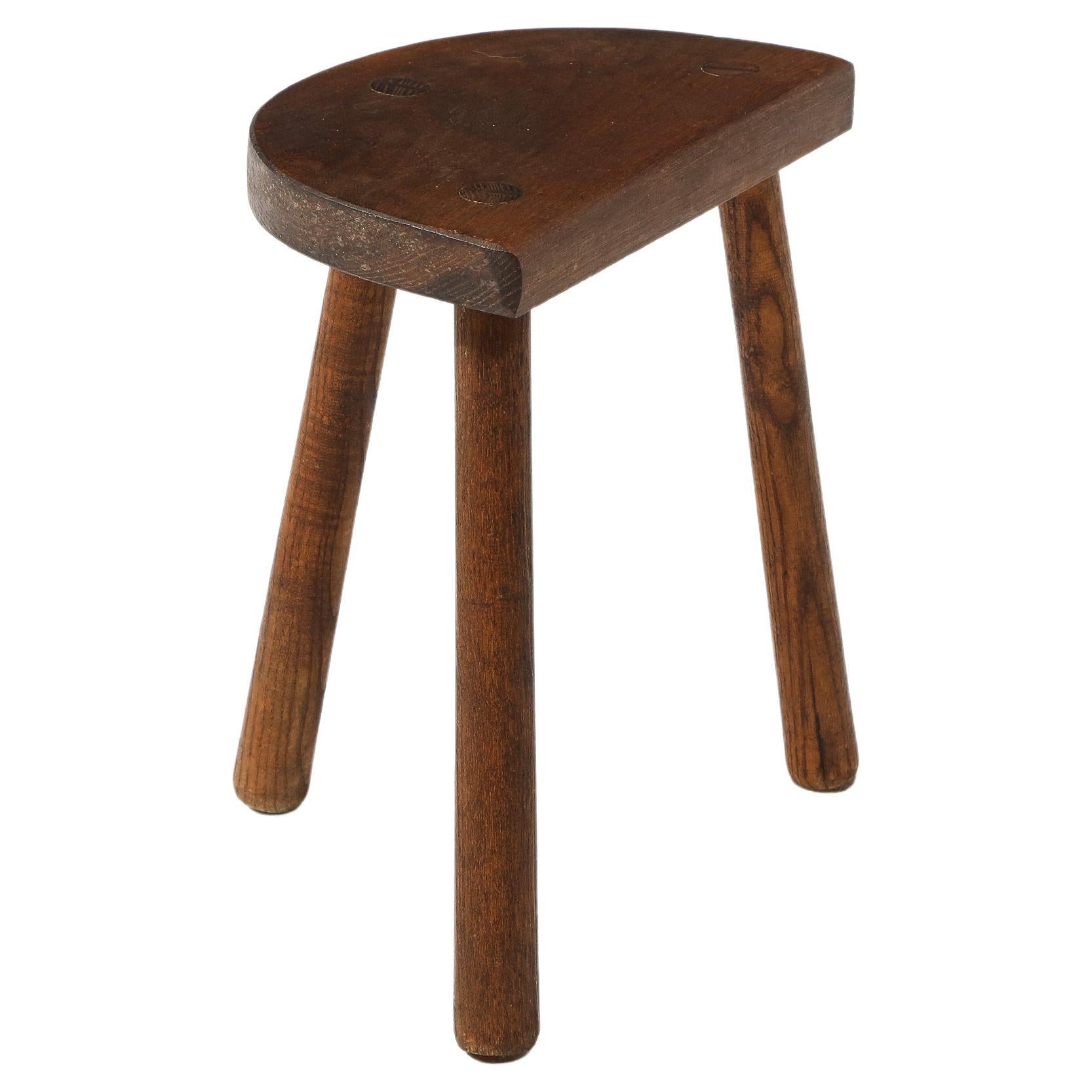 Tabouret de ferme rustique, France, années 1960