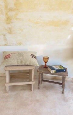 Rustic Spanish Milking Stool, Handcrafted Wood, Original Patina, 1940s