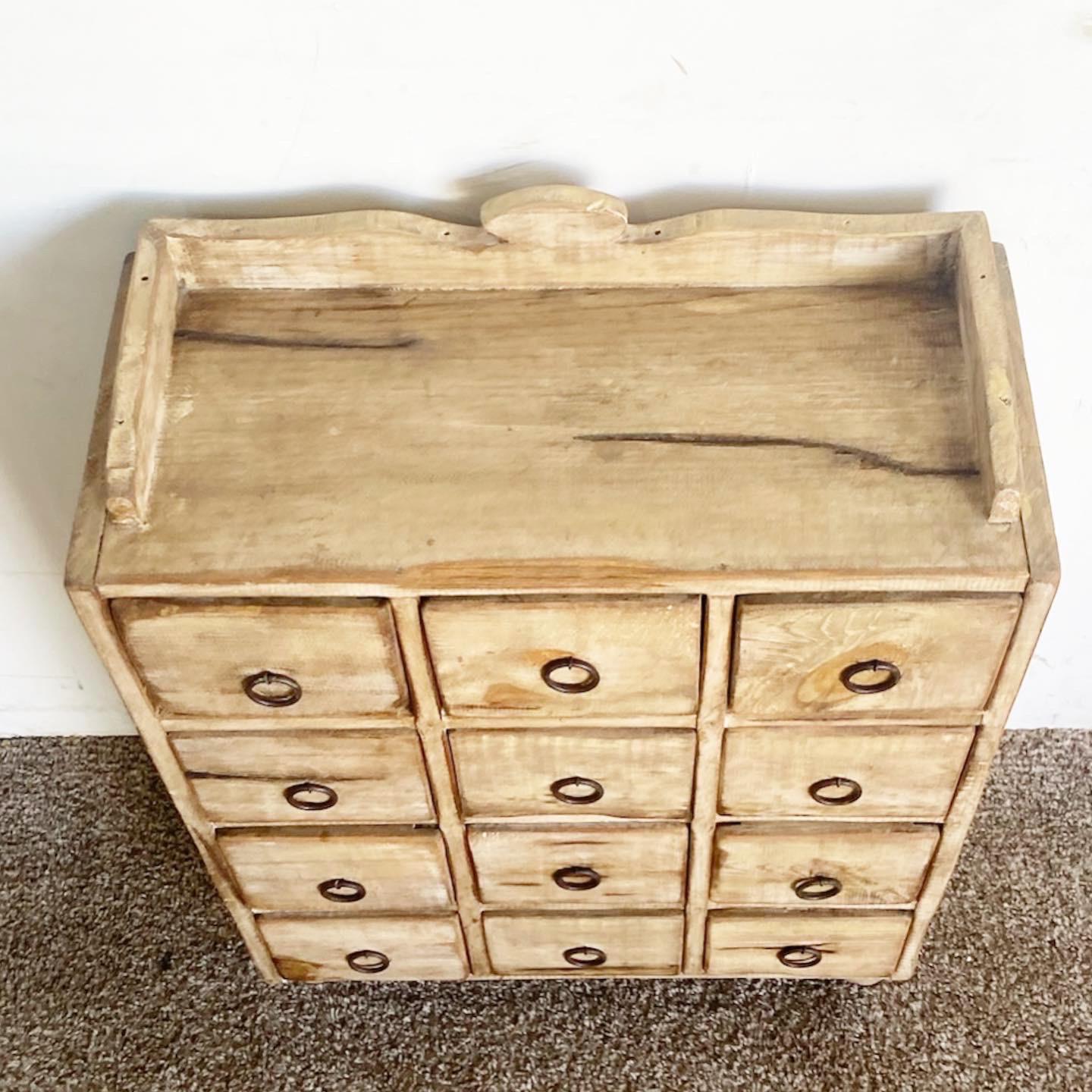 American Rustic Farmhouse Apothecary Chest of Drawers - 12 Drawers
