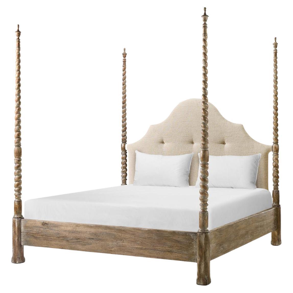 Rustic Farmhouse Barley Twist Poster Bed - Queen