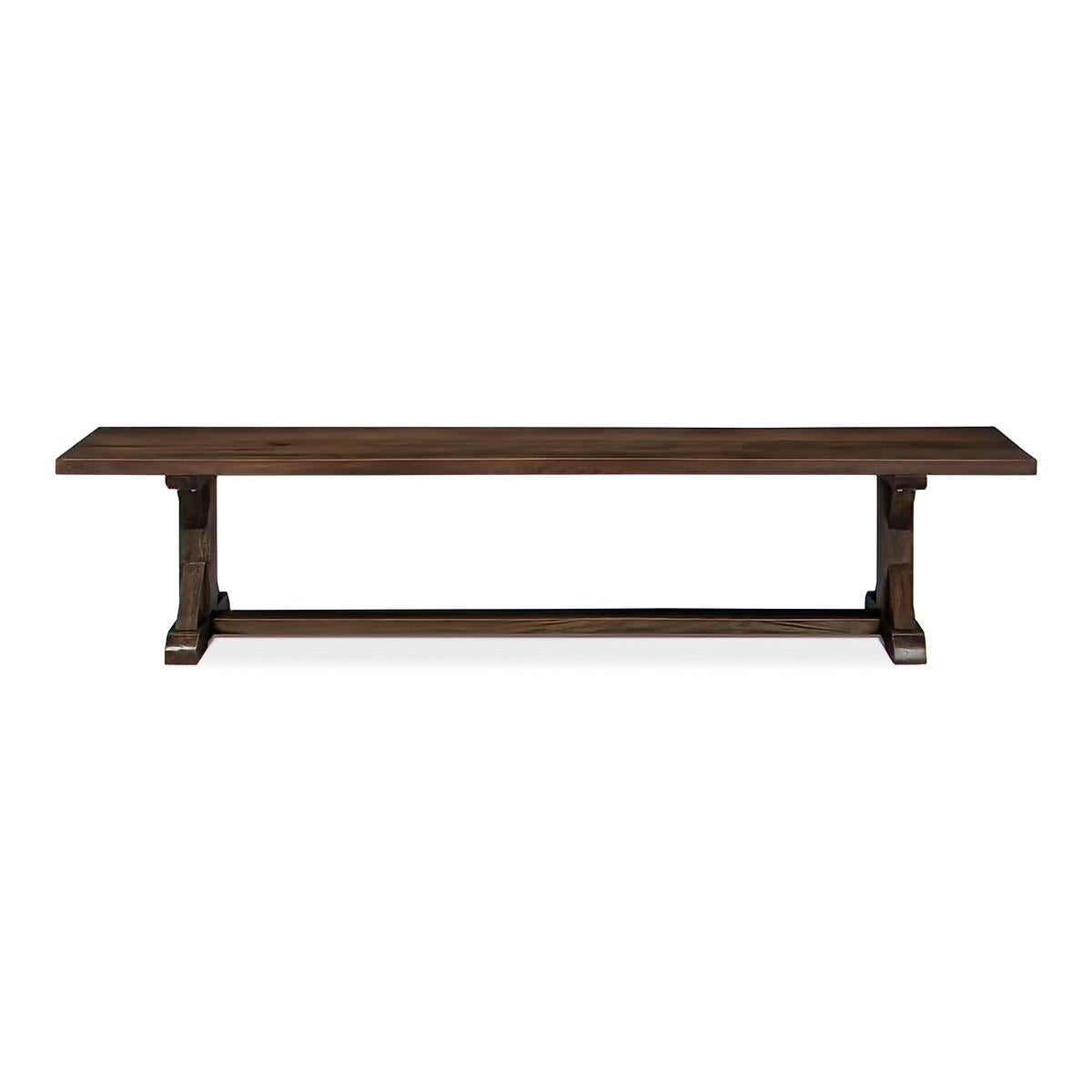 The Rustic Farmhouse bench is made of reclaimed wood and is a wonderful addition to the hallway or by the foot of the bed. In a walnut finish and at 88