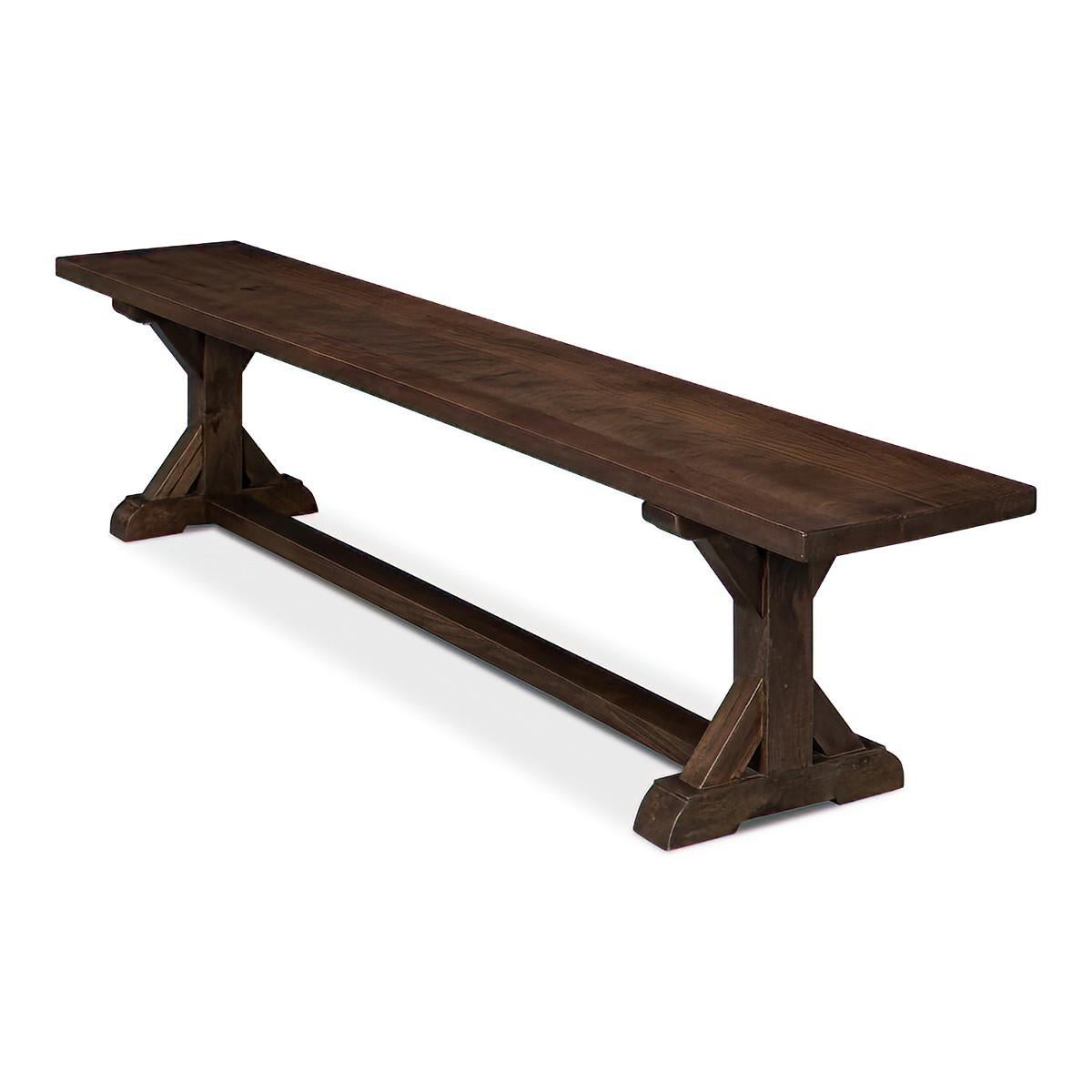 Asian Rustic Farmhouse Bench For Sale