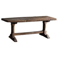 Antique Rustic Farmhouse Dining Table, France, Early 20th Century