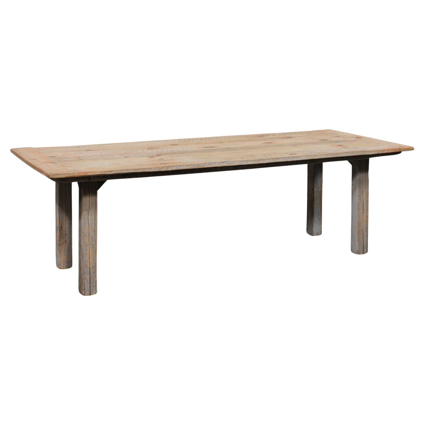 Rustic Farmhouse Dining Table w/Grey Finish, 8+ Ft Long For Sale