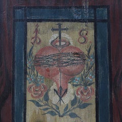 Rustique Farmhouse Folk Art Cabinet de mariage peint 1844