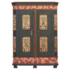 Rustic Farmhouse Folk Art Painted Bridal Cabinet