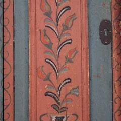 Rustic Farmhouse Folk Art Painted Bridal Cabinet from 1806